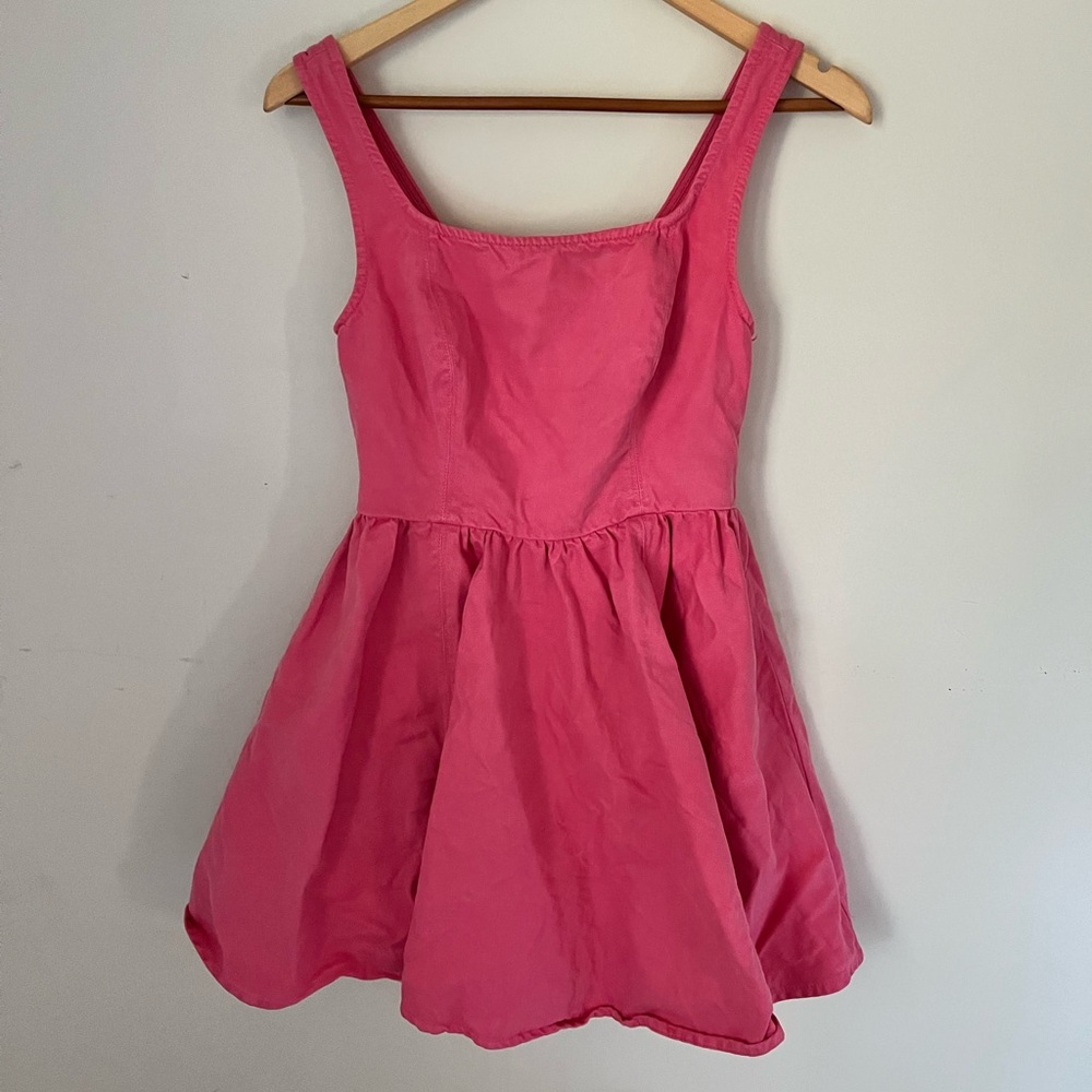 ASOS design pink denim fit and flare dress